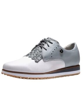 FootJoy White and Grey Sport Retro Kiltie Spikeless Golf Shoe Size 7.5